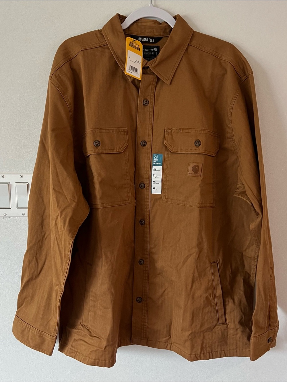 NEW Carhartt Newcastle Brown Rugged Flex Shirt Jacket Mens XL X-Large Workwear